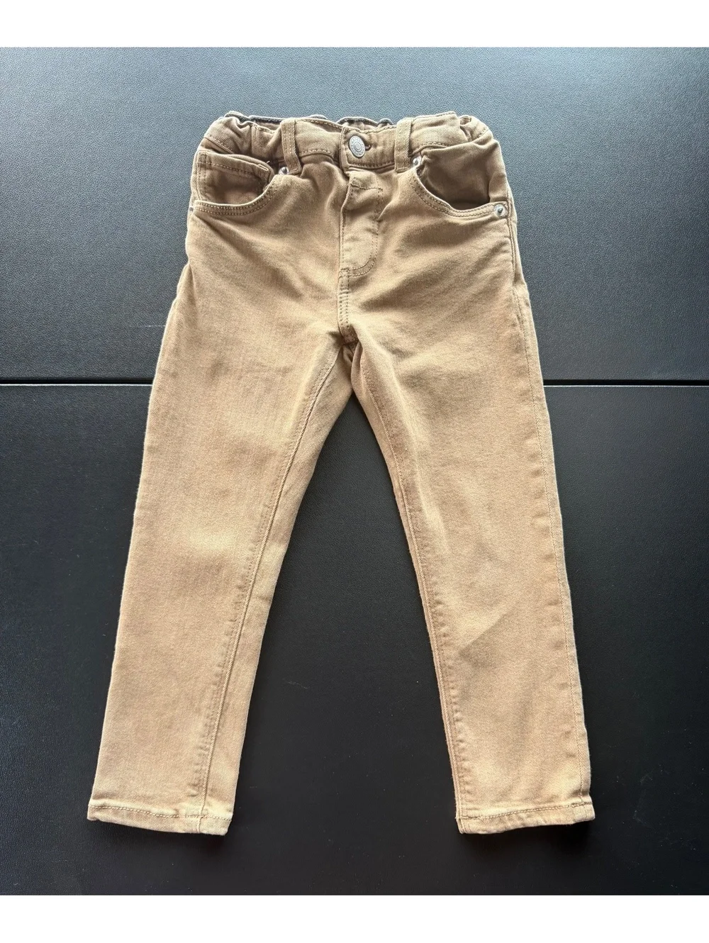 Zara Boys Pants 3-4Y 104 Camel Tan Stretch Skinny Slim Jeans Adjustable Waist